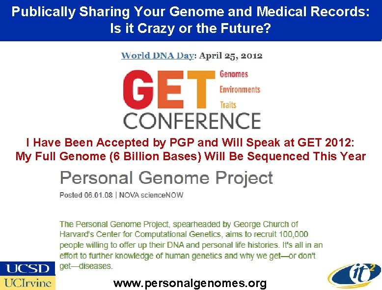 Publically Sharing Your Genome and Medical Records: Is it Crazy or the Future? I