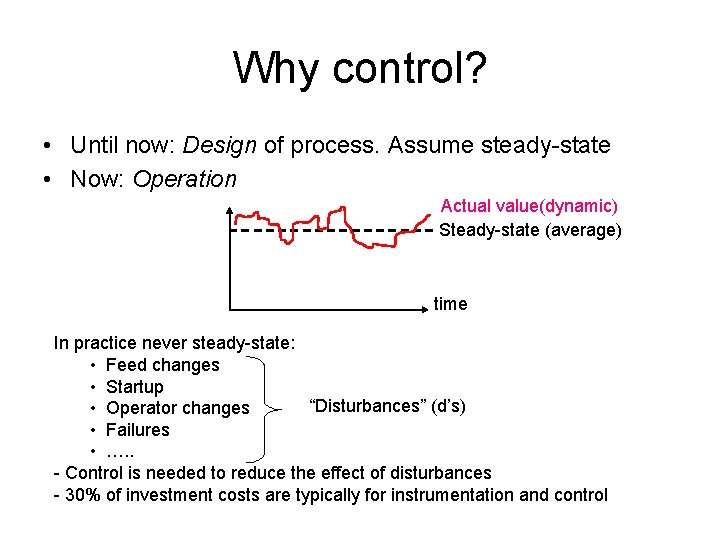 Why control? • Until now: Design of process. Assume steady-state • Now: Operation Actual Why control? • Until now: Design of process. Assume steady-state • Now: Operation Actual
