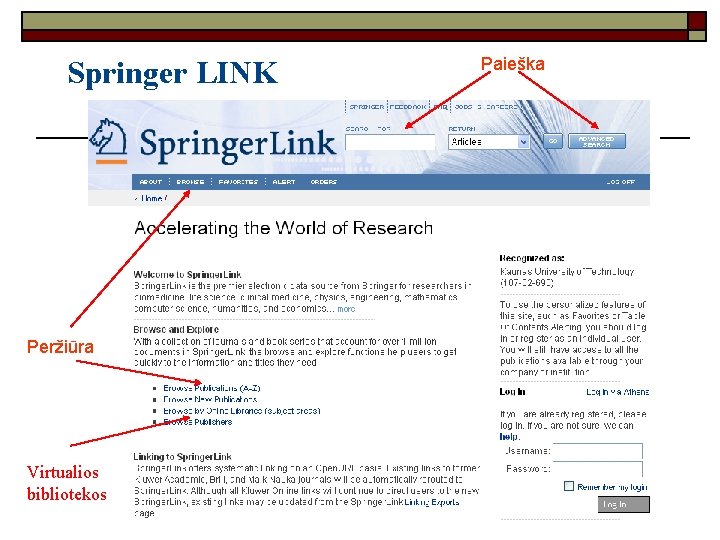 Springer LINK Peržiūra Virtualios bibliotekos Paieška 
