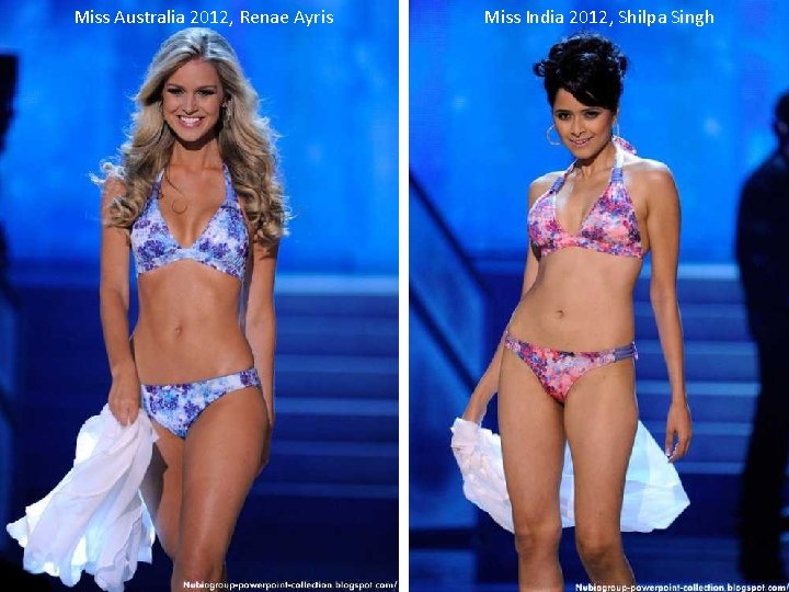 Miss Australia 2012, Renae Ayris Miss India 2012, Shilpa Singh 