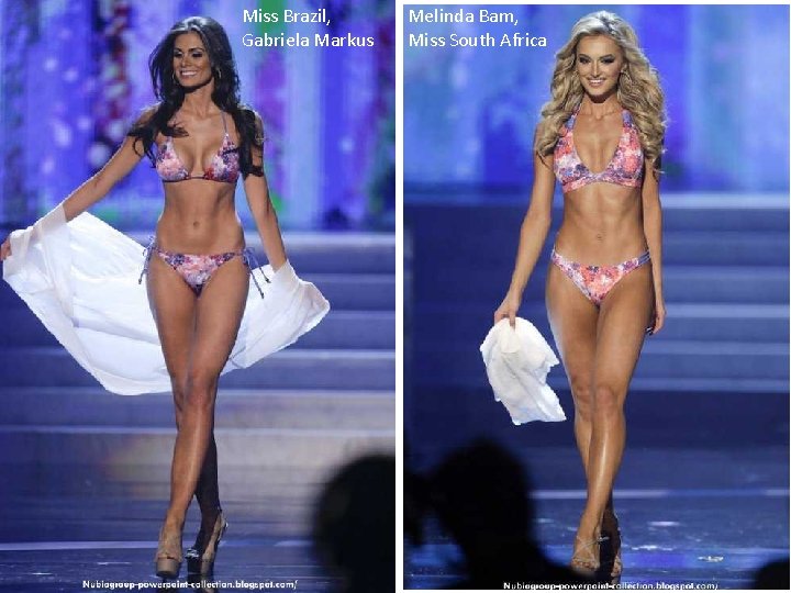 Miss Brazil, Gabriela Markus Melinda Bam, Miss South Africa 