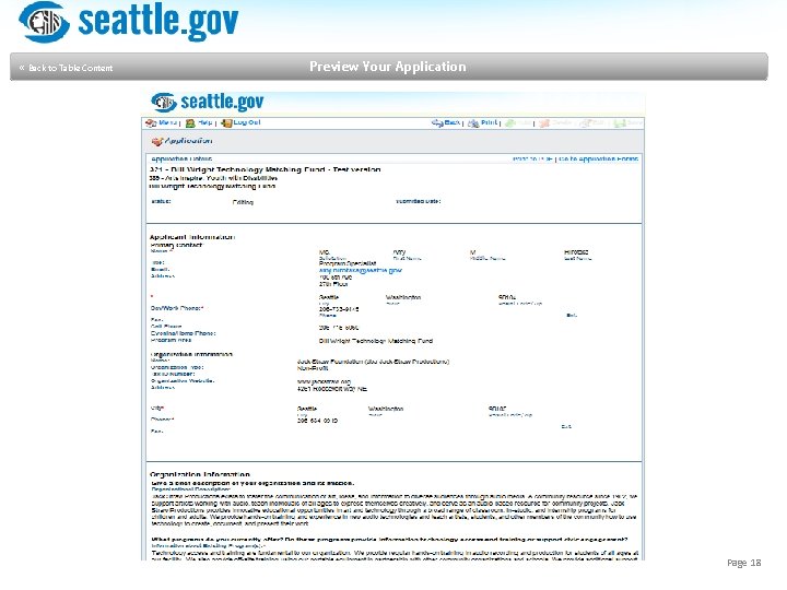  « Back to Table Content Preview Your Application Page 18 
