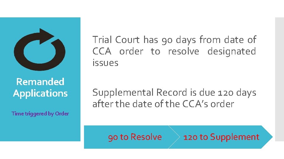 Trial Court has 90 days from date of CCA order to resolve designated issues