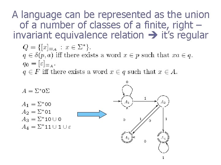 A language can be represented as the union of a number of classes of