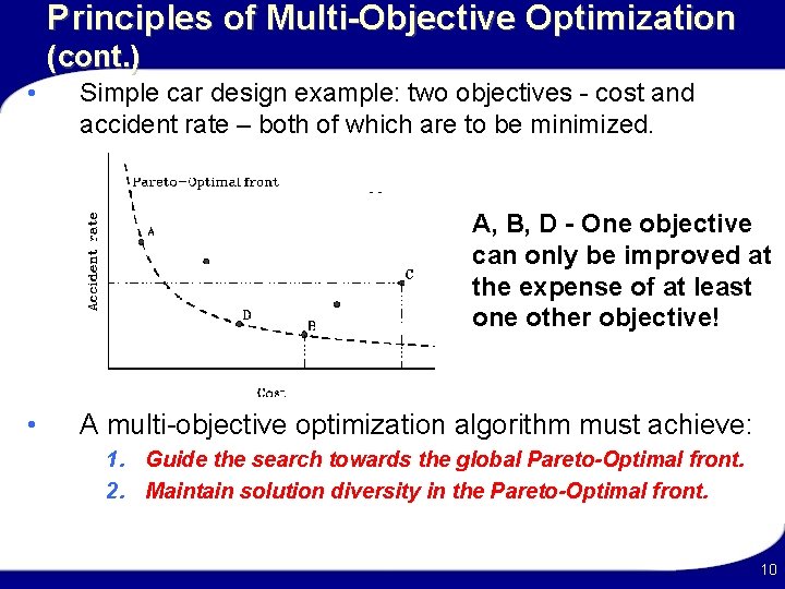 Principles of Multi-Objective Optimization (cont. ) • Simple car design example: two objectives -