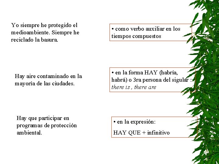 Yo siempre he protegido el medioambiente. Siempre he reciclado la basura. Hay aire contaminado