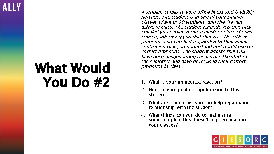 What Would You Do #2 A student comes to your office hours and is