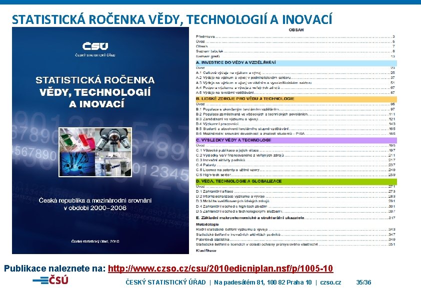 STATISTICKÁ ROČENKA VĚDY, TECHNOLOGIÍ A INOVACÍ Publikace naleznete na: http: //www. czso. cz/csu/2010 edicniplan.