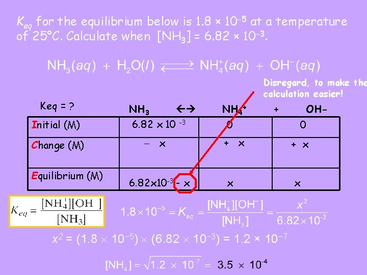Keq for the equilibrium below is 1. 8 × 10− 5 at a temperature