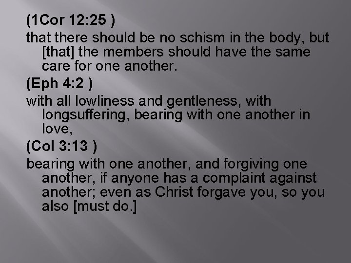 (1 Cor 12: 25 ) that there should be no schism in the body,