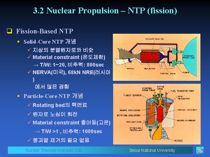 3. 2 Nuclear Propulsion – NTP (fission) q Fission-Based NTP § Solid-Core NTP 개념