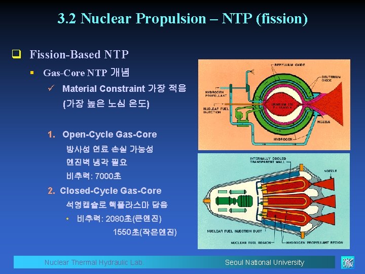 3. 2 Nuclear Propulsion – NTP (fission) q Fission-Based NTP § Gas-Core NTP 개념