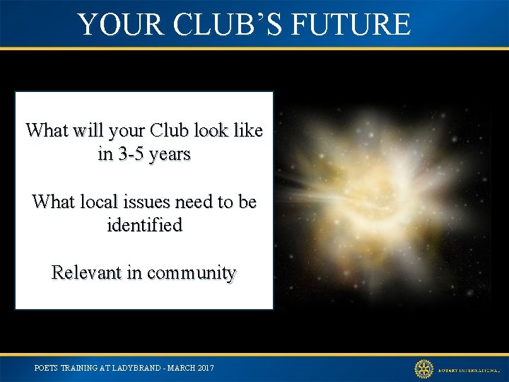 YOUR CLUB’S FUTURE What will your Club look like Rotaryinclub 3 -5 look years