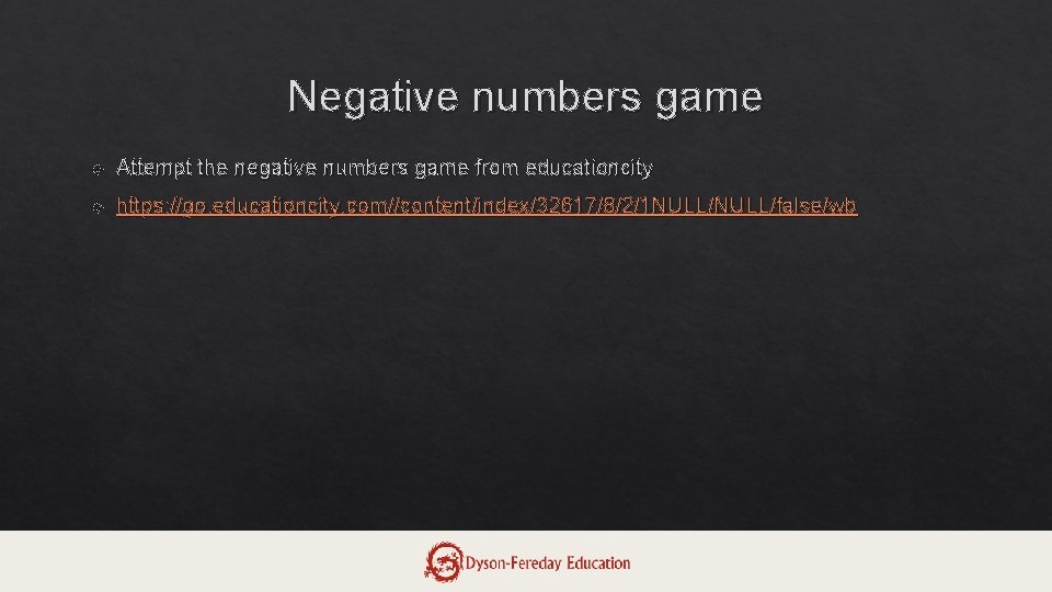 Maths L O To use negative numbers effectively