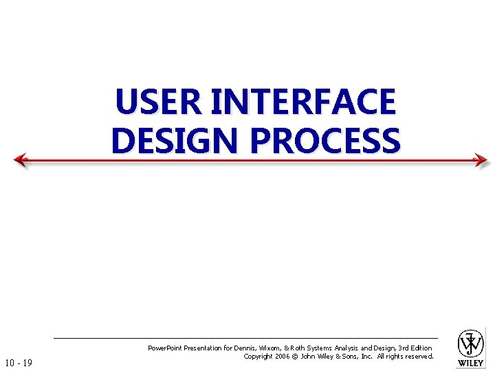 USER INTERFACE DESIGN PROCESS 10 - 19 Power. Point Presentation for Dennis, Wixom, &