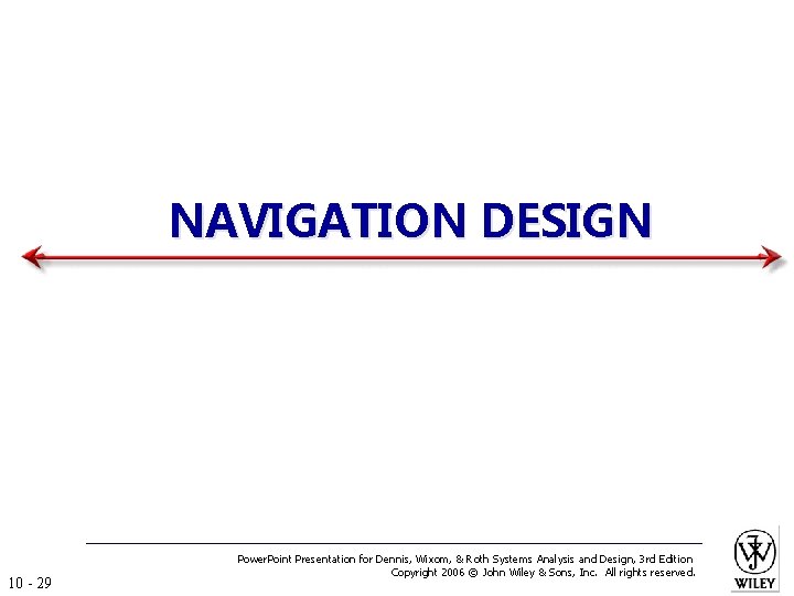 NAVIGATION DESIGN 10 - 29 Power. Point Presentation for Dennis, Wixom, & Roth Systems