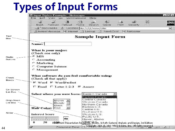Types of Input Forms 44 Power. Point Presentation for Dennis, Wixom, & Roth Systems