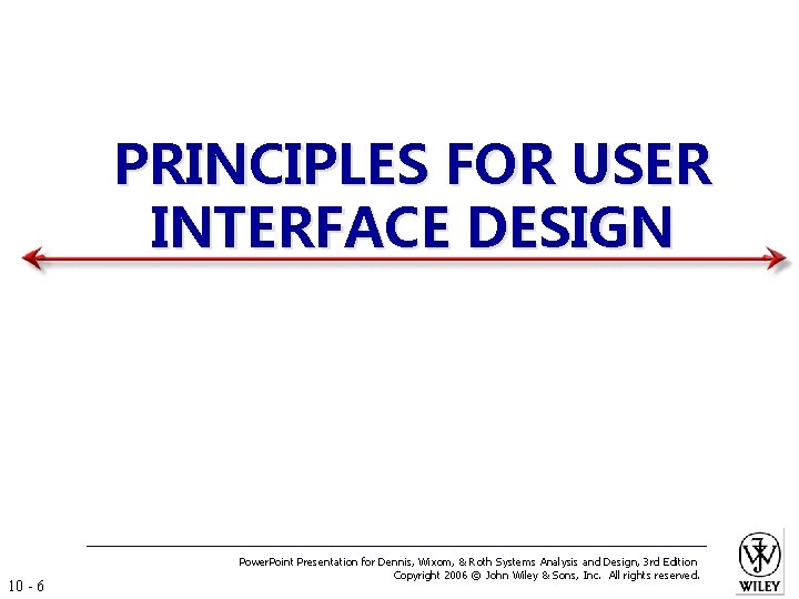 PRINCIPLES FOR USER INTERFACE DESIGN 10 - 6 Power. Point Presentation for Dennis, Wixom,