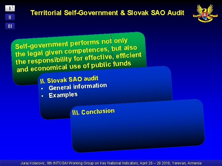 I II Territorial Self-Government & Slovak SAO Audit III t only o n s