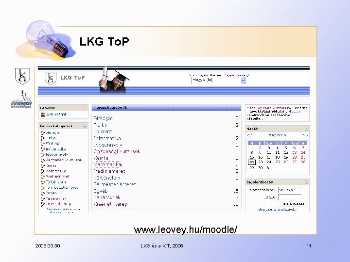 LKG To. P www. leovey. hu/moodle/ 2006. 03. 30 LKG és a KIT, 2006