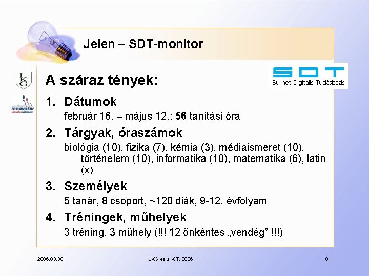 Jelen – SDT-monitor A száraz tények: 1. Dátumok február 16. – május 12. :