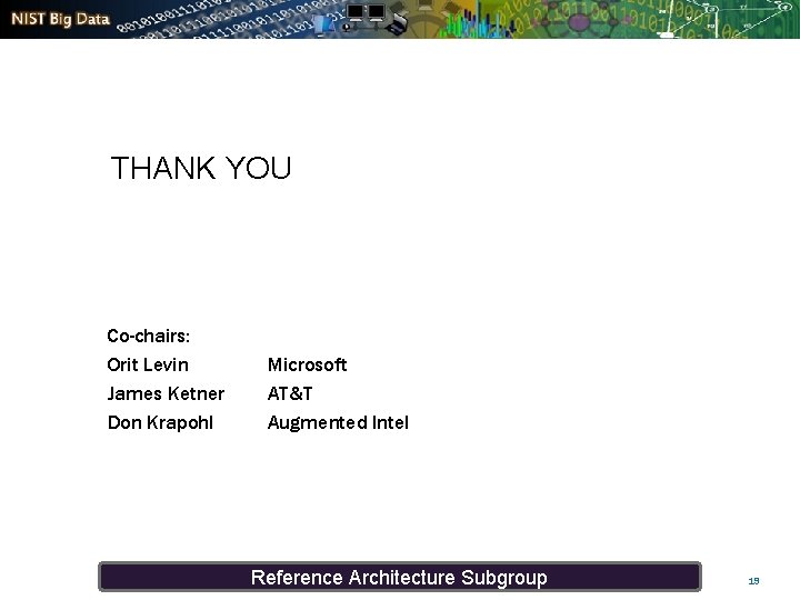 THANK YOU Co-chairs: Orit Levin James Ketner Don Krapohl Microsoft AT&T Augmented Intel Reference