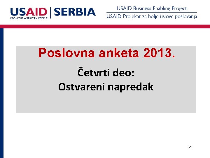 Poslovna anketa 2013. Četvrti deo: Ostvareni napredak 29 