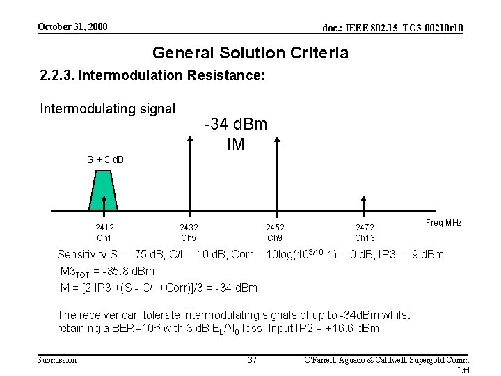 October 31, 2000 doc. : IEEE 802. 15_TG 3 -00210 r 10 General Solution