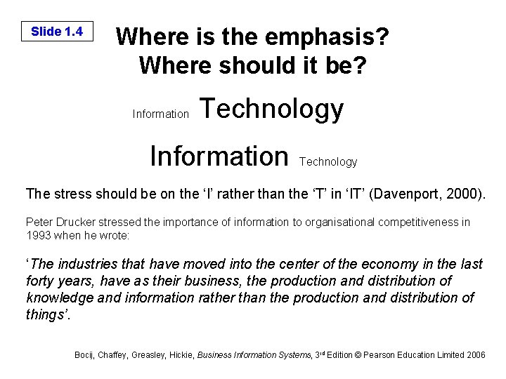 Slide 1. 4 Where is the emphasis? Where should it be? Information Technology The Slide 1. 4 Where is the emphasis? Where should it be? Information Technology The