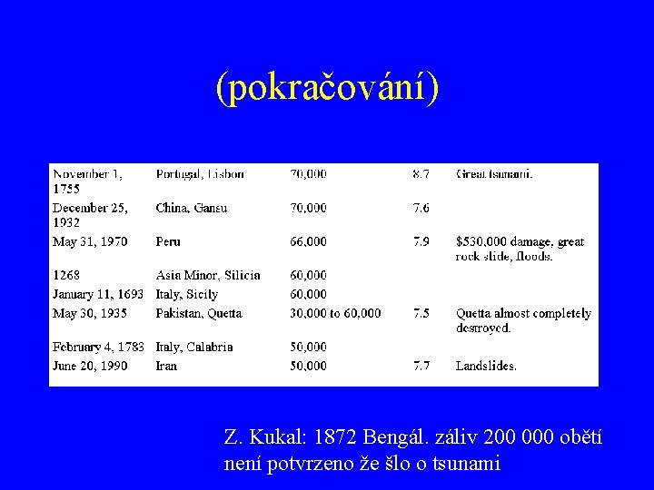 (pokračování) Z. Kukal: 1872 Bengál. záliv 200 000 obětí není potvrzeno že šlo o