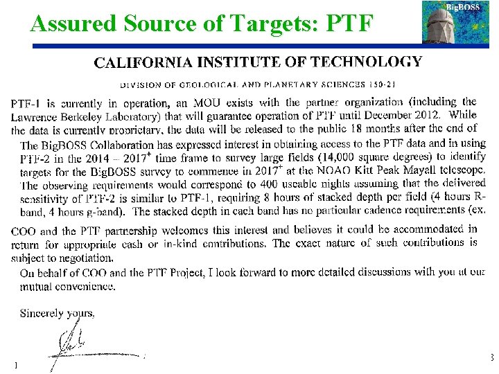 Assured Source of Targets: PTF Dec. 6, 2011 Michael Levi Talk P 1 Project