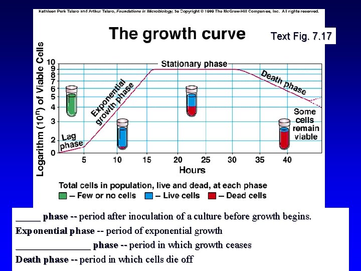 Text Fig. 7. 17 _____ phase -- period after inoculation of a culture before