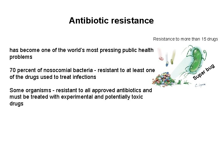 Antibiotic resistance Resistance to more than 15 drugs has become one of the world’s