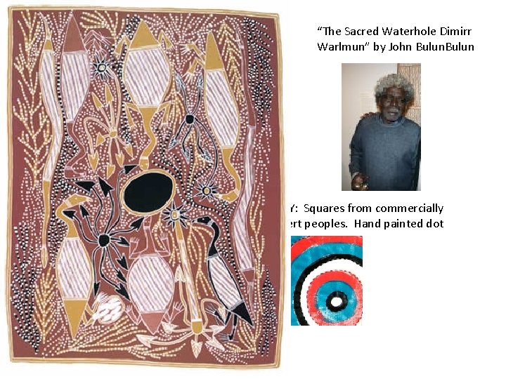 “The Sacred Waterhole Dimirr Warlmun” by John Bulun INDIGENOUS PEOPLE AND INTELLECTUAL PROPERTY: Squares