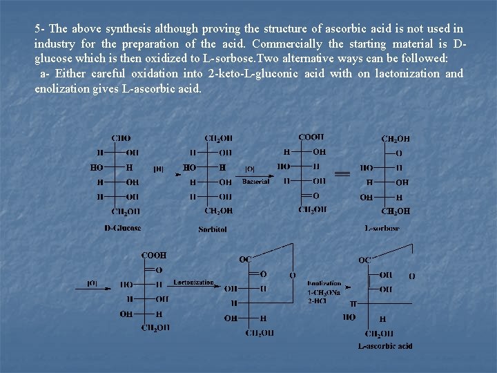 5 The above synthesis although proving the structure of ascorbic acid is not used