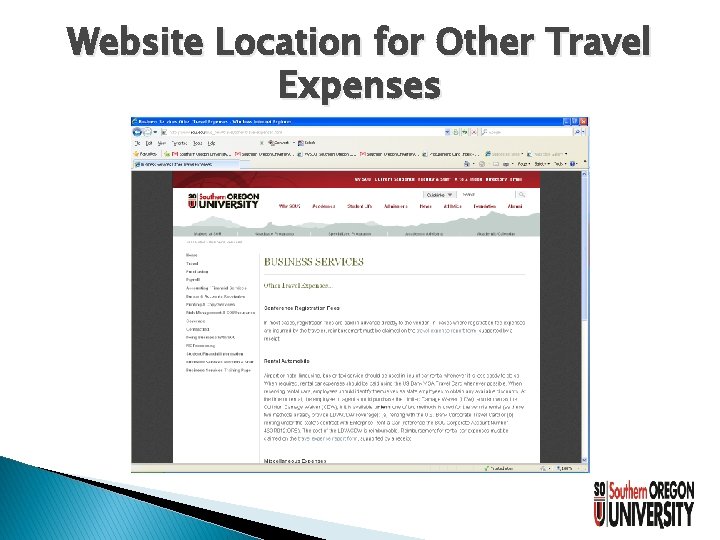 Website Location for Other Travel Expenses 