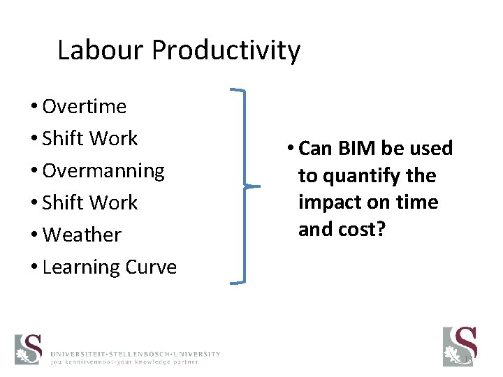 Labour Productivity • Overtime • Shift Work • Overmanning • Shift Work • Weather