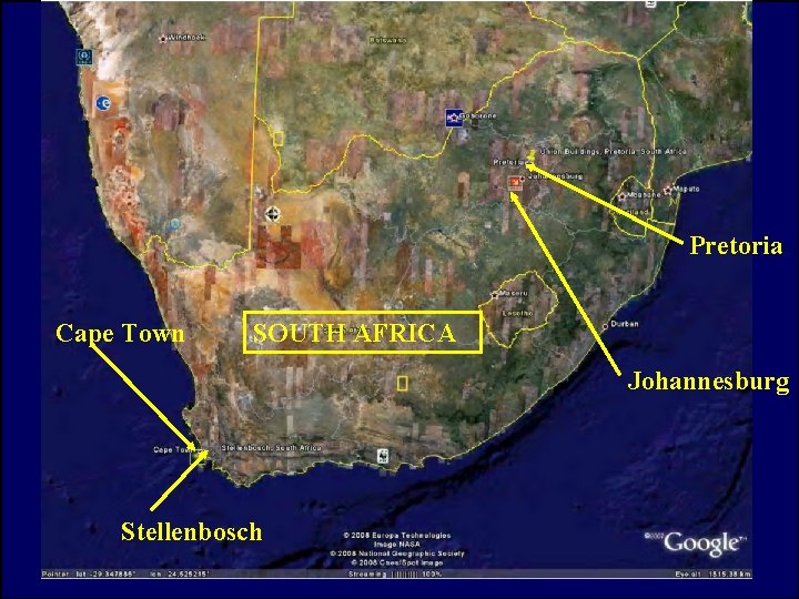 Pretoria Cape Town SOUTH AFRICA Johannesburg Stellenbosch 