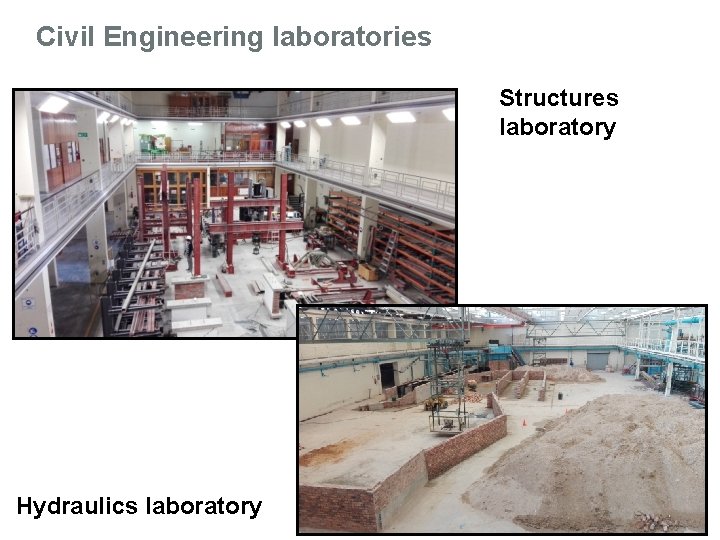 Civil Engineering laboratories Structures laboratory Hydraulics laboratory 