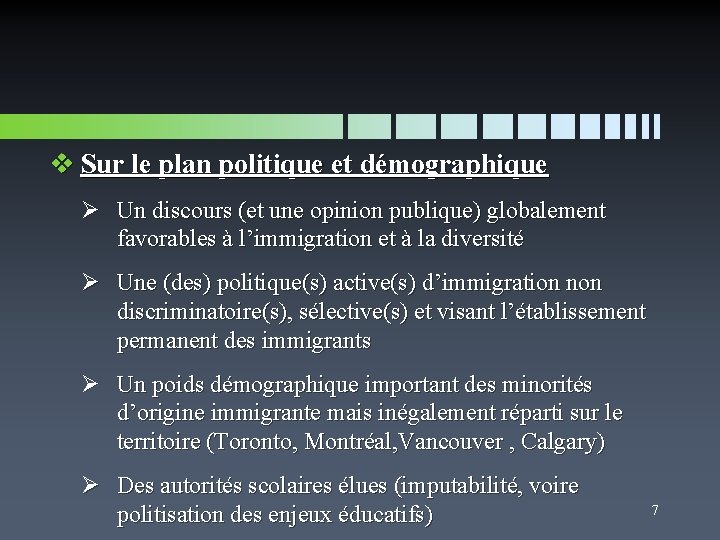 v Sur le plan politique et démographique Ø Un discours (et une opinion publique)