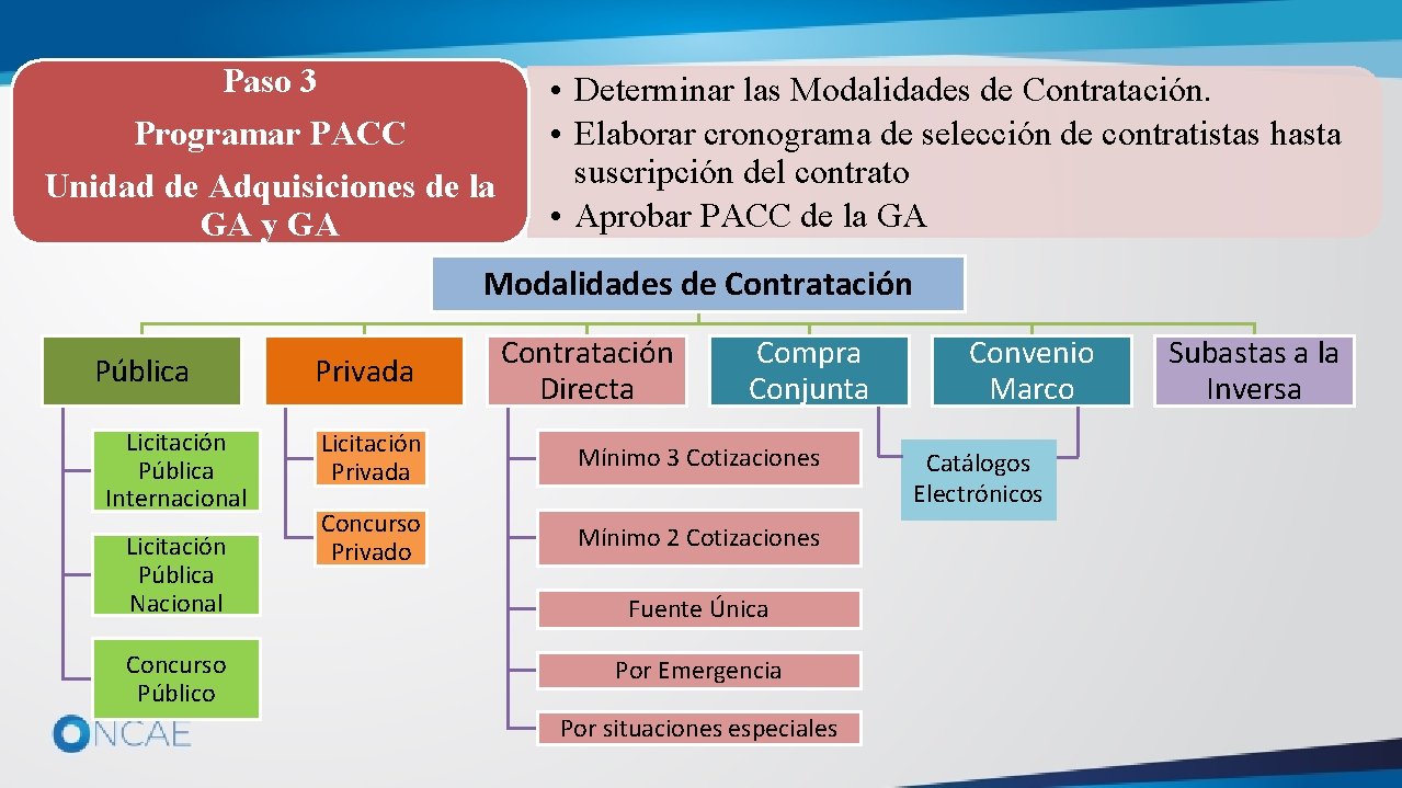 Paso 3 Programar PACC Unidad de Adquisiciones de la GA y GA • Determinar