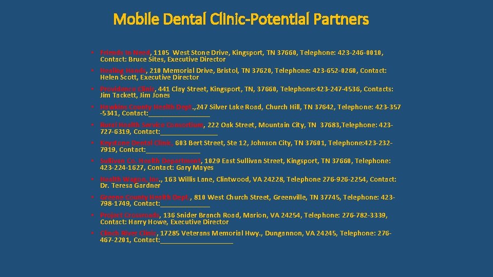 Mobile Dental Clinic Strategic Plan Mobile Dental Clinic