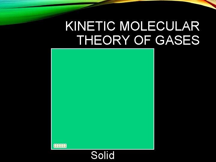KINETIC MOLECULAR THEORY OF GASES Solid 