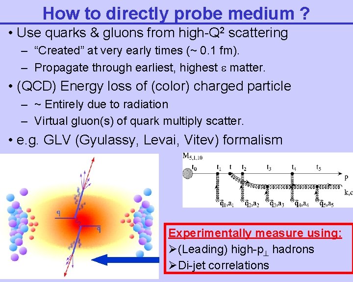 How to directly probe medium ? • Use quarks & gluons from high-Q 2