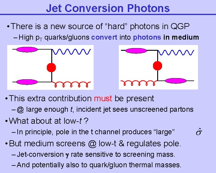 Jet Conversion Photons • There is a new source of “hard” photons in QGP