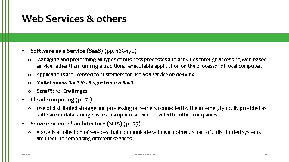 Web Services & others • Software as a Service (Saa. S) (pp. 168 -170)