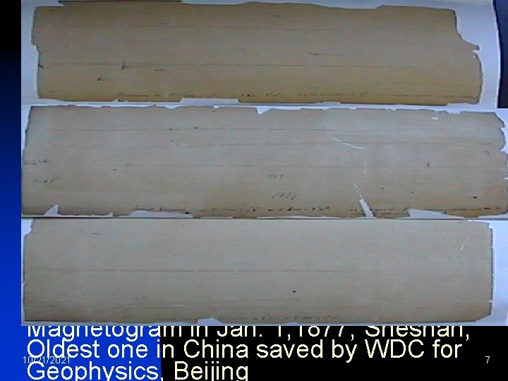 Magnetogram in Jan. 1, 1877, Sheshan, Oldest one in China saved by WDC for
