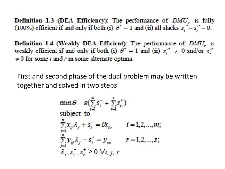 First and second phase of the dual problem may be written together and solved