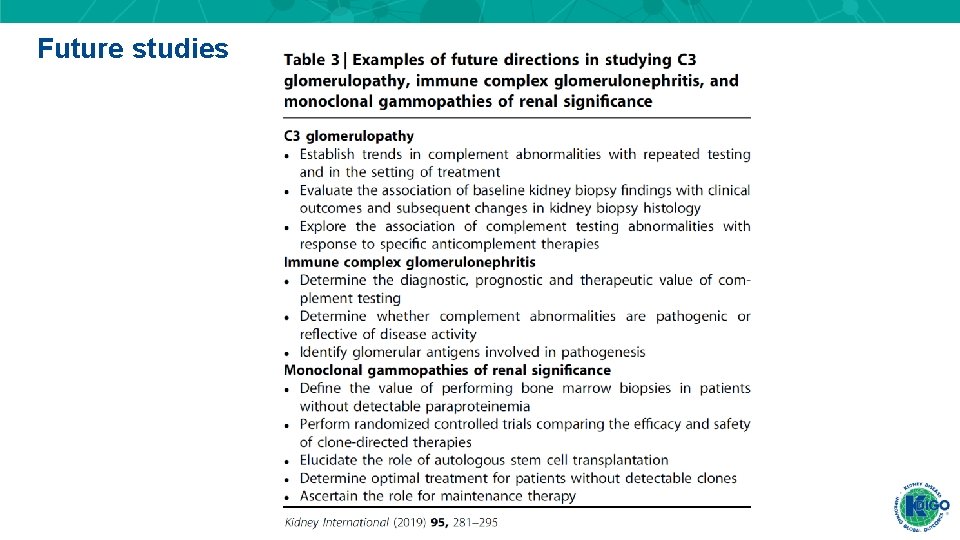 Future studies 