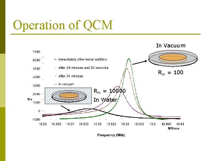 Operation of QCM In Vacuum Rm = 10000 In Water 